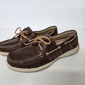 Sperry Top-Sider Plaid Brown Leather Men’s Boat Shoes Size-9.5 M